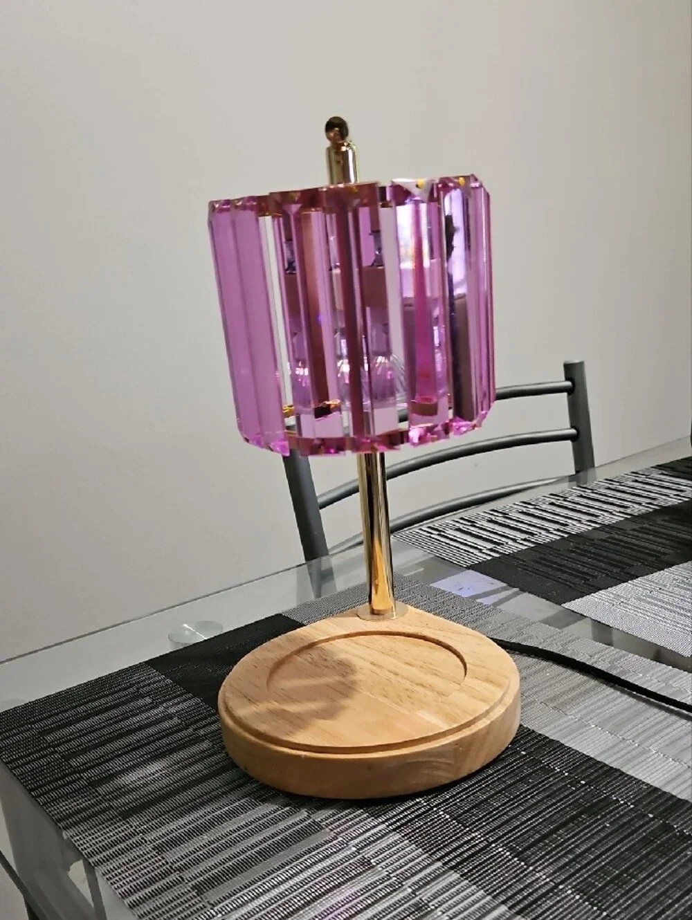 Light Purple Crystal Candle Warmer with Gold Arm